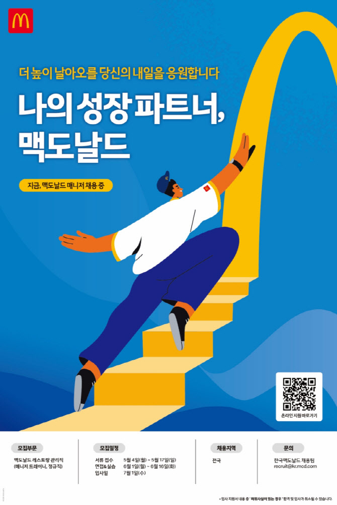 한국맥도날드, 정규직 매니저 뽑는다…"학력·나이·성별 무관"