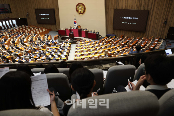 [포토]개헌안 상정, '본회의 참관하는 중학생들'