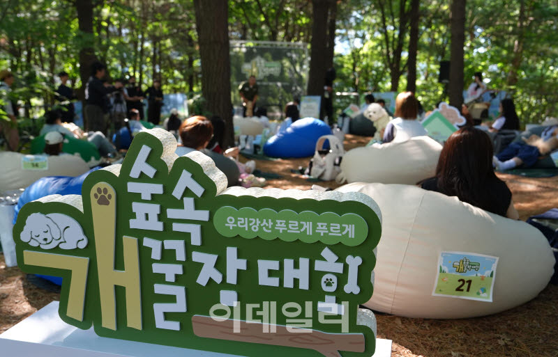 [포토]유한킴벌리, '우리강산 푸르게 푸르게 숲속 개꿀잠대회'