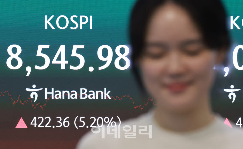 [포토]코스피, 5%대 급등 8500선 회복