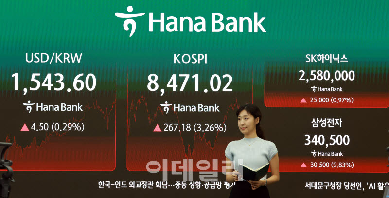 [포토]코스피, 8,400선 회복…삼전, 9.83% 상승 마감 시총 1위 하루 만에 탈환