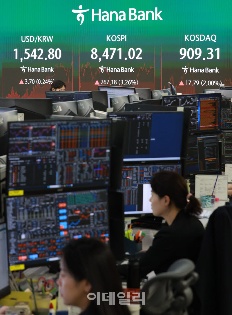 [포토]코스피 3%대 반등 성공, 8400선 마감