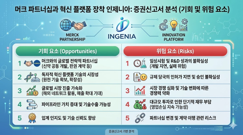 '머크 파트너십과 혁신 플랫폼 장착' 인제니아, 기회와 위험 요소는?