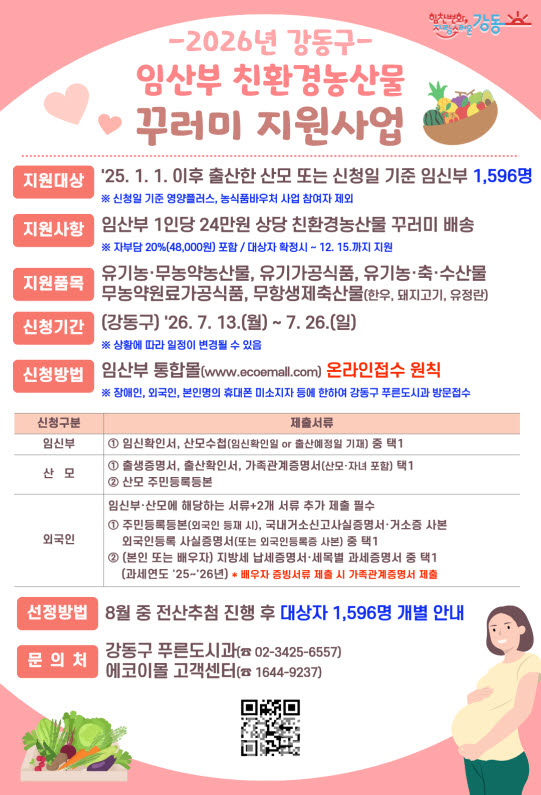 [포토] 강동구, 임산부 친환경농산물 꾸러미 지원사업
