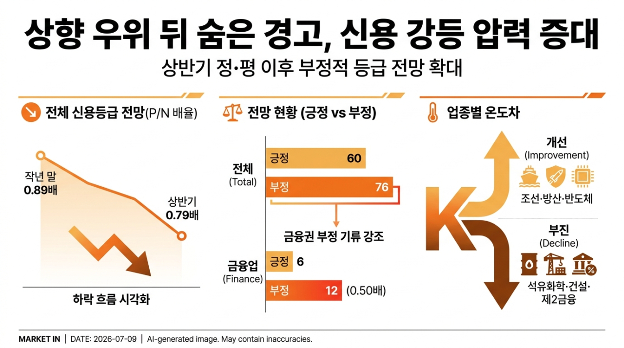 상향 우위 뒤 숨은 경고…기업 신용도 하방 압력 커졌다
