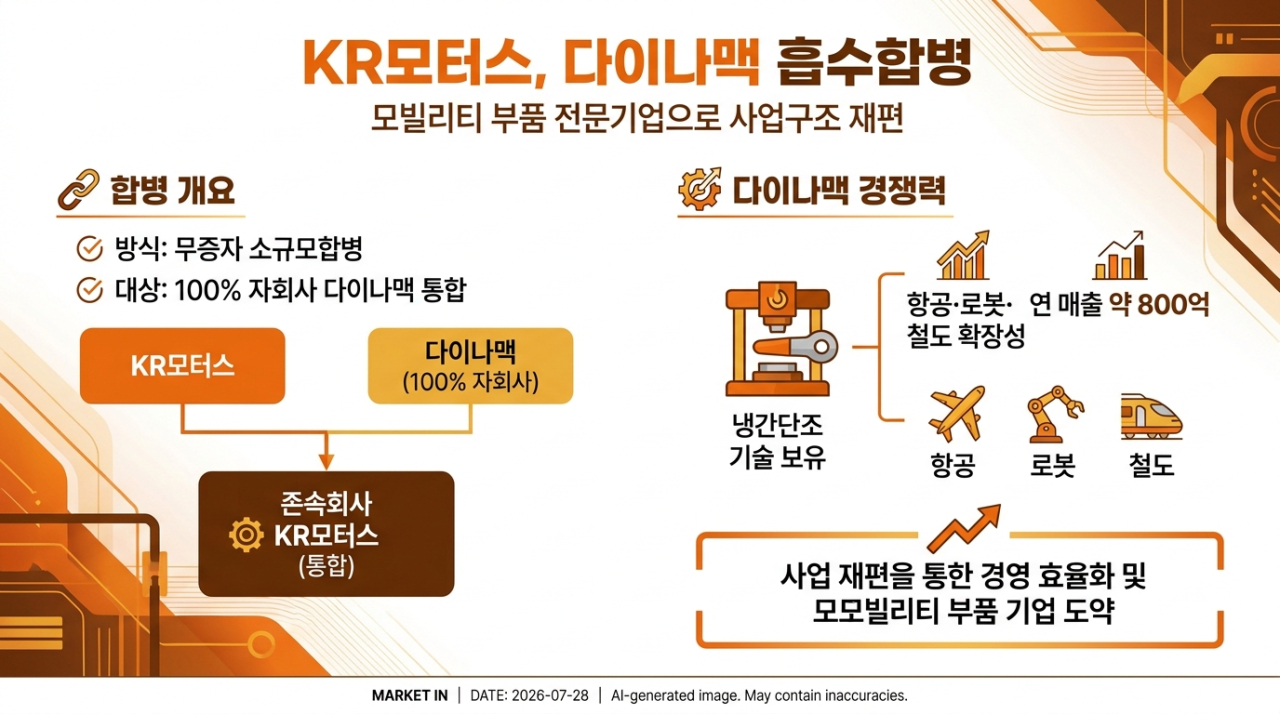 KR모터스, 다이나맥 흡수합병…모빌리티 부품기업 전환 본격화