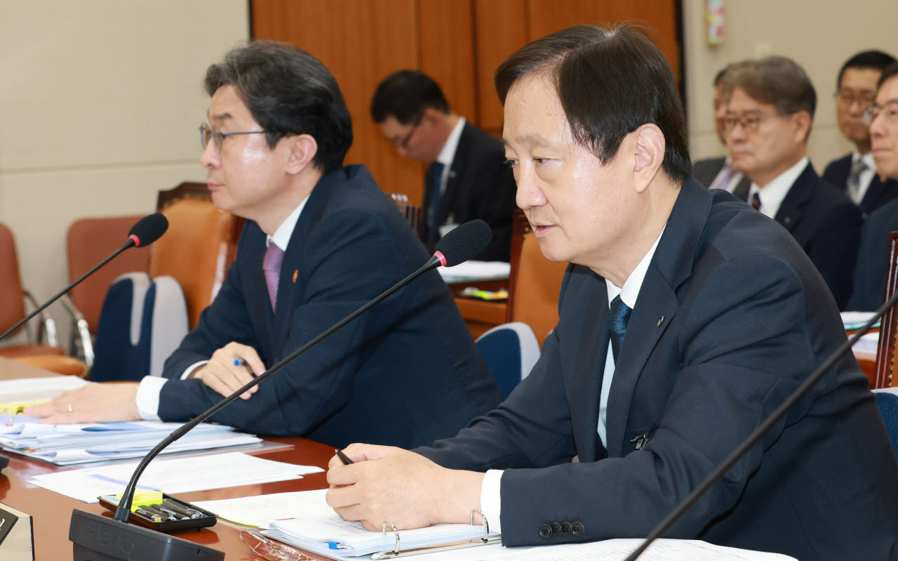 [포토]질의에 답하는 이억원 위원장-이찬진 금감원장