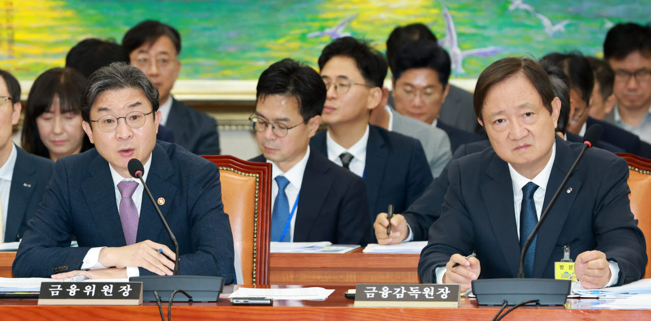 [포토]정무위 출석한 이억원 금융위원장-이찬진 금융감독원장