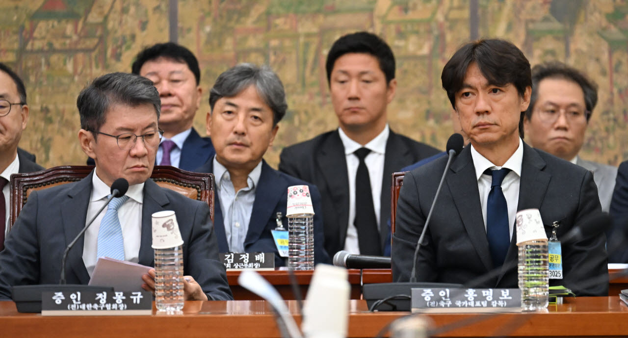 [포토]문체위 대한축구협회 현안 관련 청문회 출석한 정몽규-홍명보