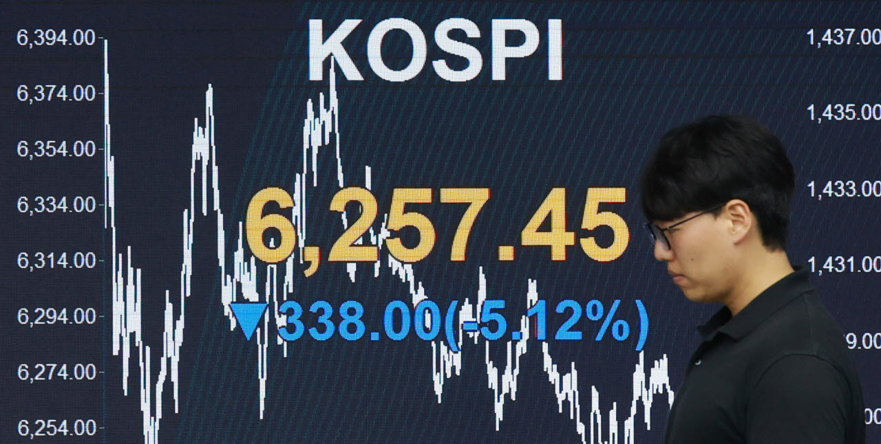 [포토]삼전·하닉 급락에 코스피 5%↓