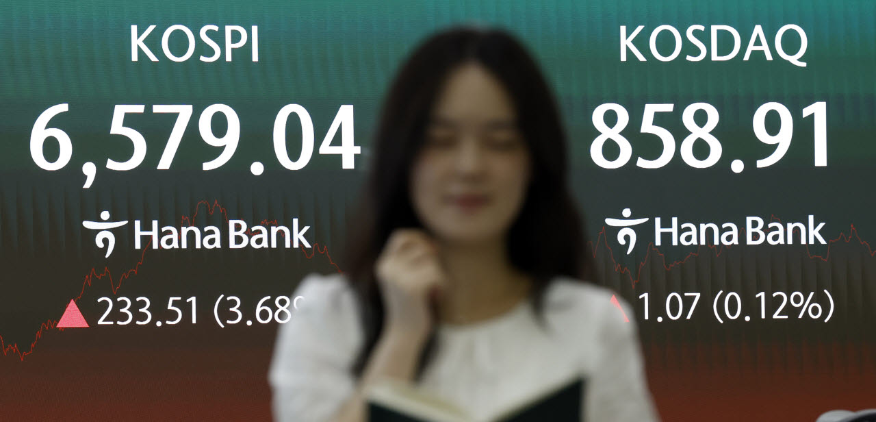 [포토]반도체주 급등에 코스피 3.68%↑…6579선 마감