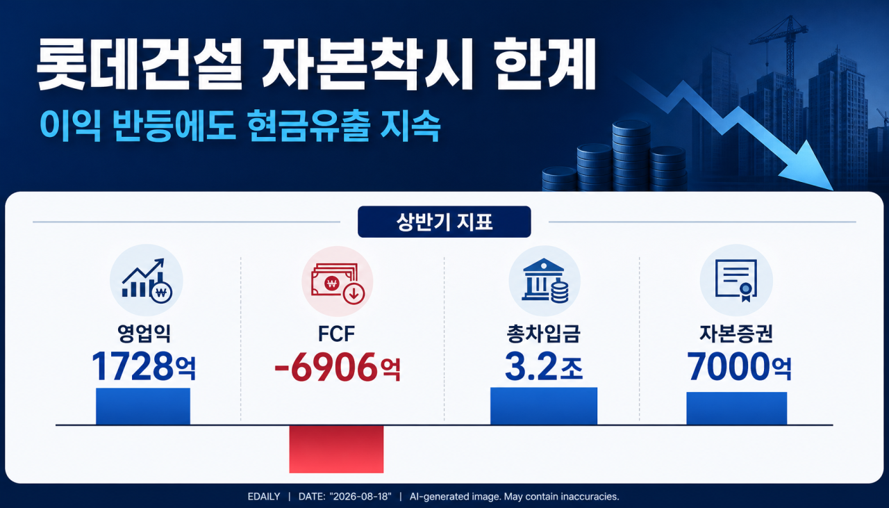 롯데건설, 이익 늘었지만 현금흐름 둔화…건전성 개선 노력 안간힘