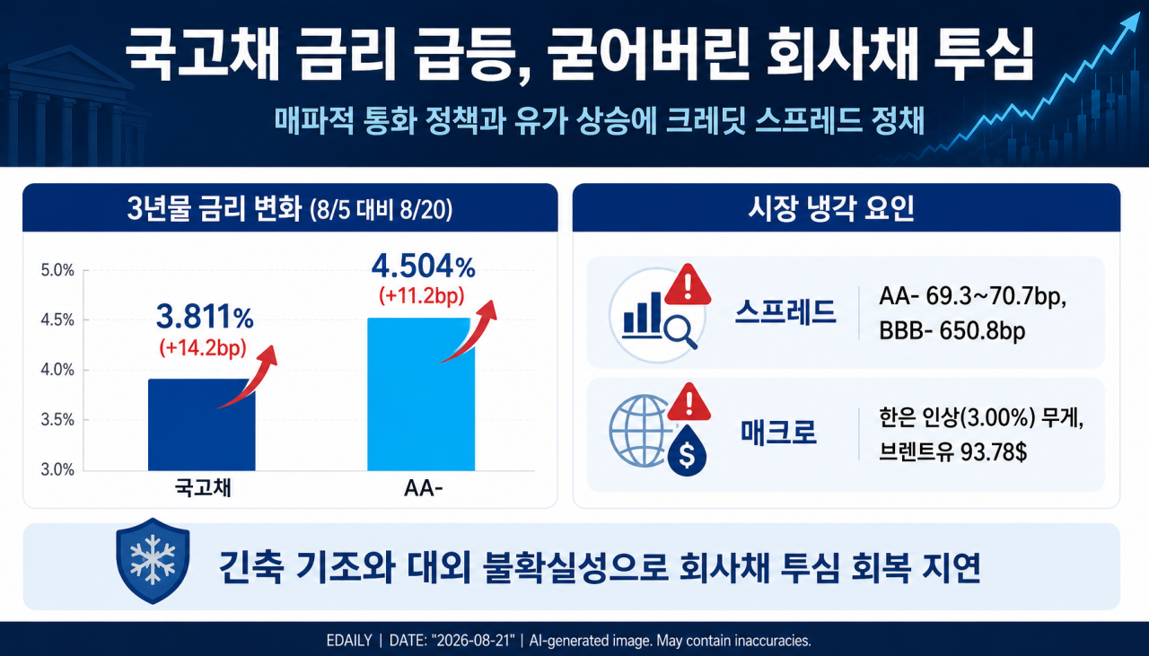 [크레딧 시그널] 치솟는 국고채 금리에 회사채도 바짝 긴장…냉랭한 투심