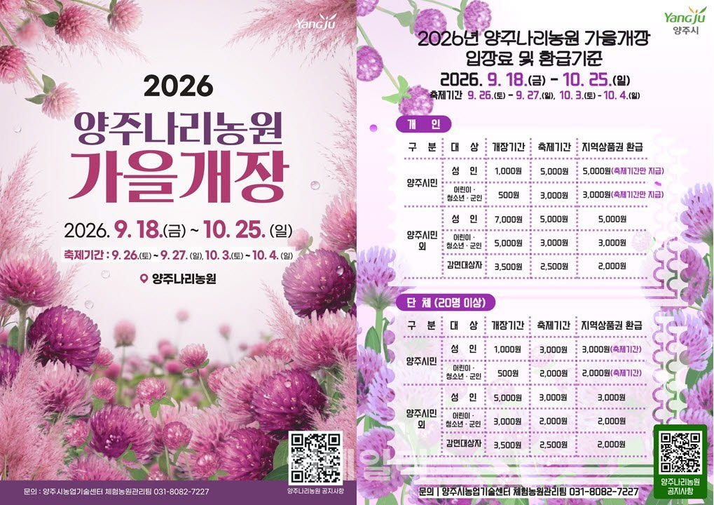 수도권북부 대표 가을명소 양주나리농원 내달 18일 개장