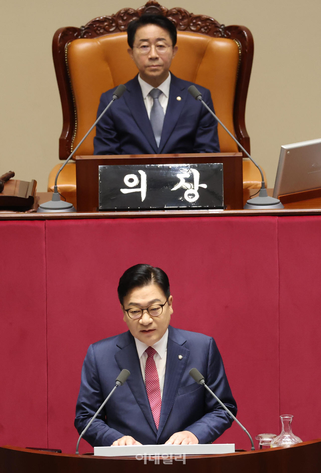 [포토]정점식 원내대표, '교섭단체 대표연설'