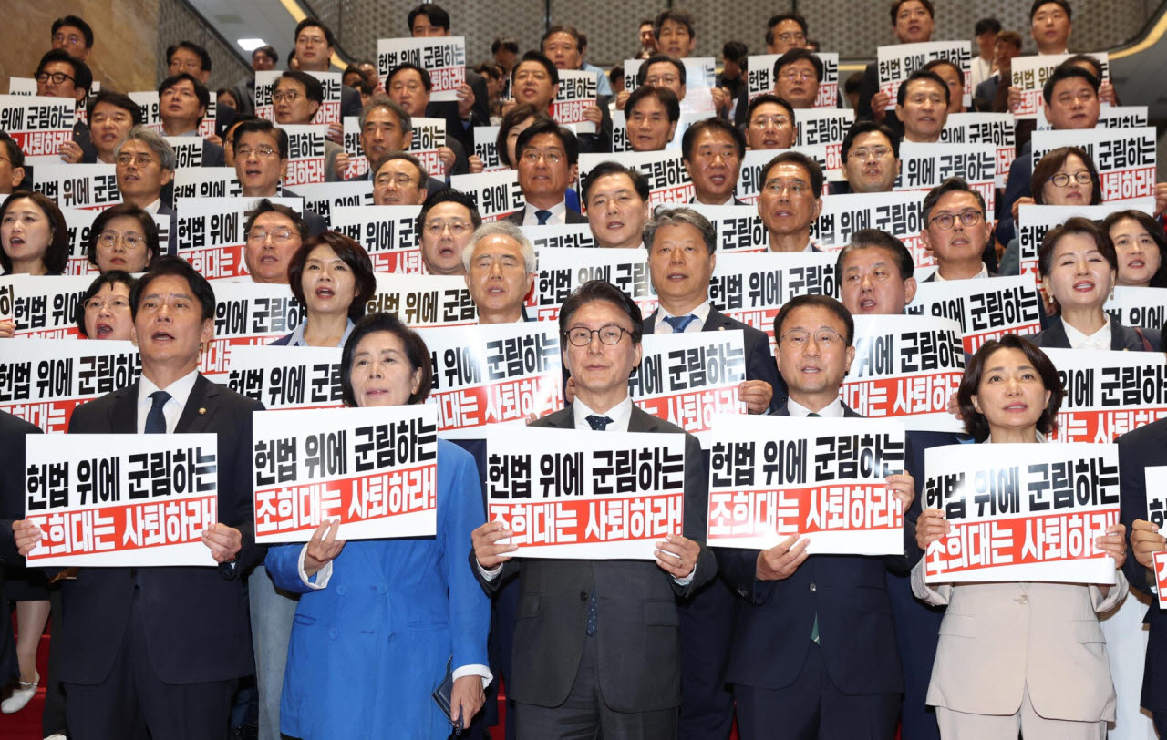[포토]민주당, '조희대 대법원장, 대법관 재제청 요구 거부 관련 규탄대회'
