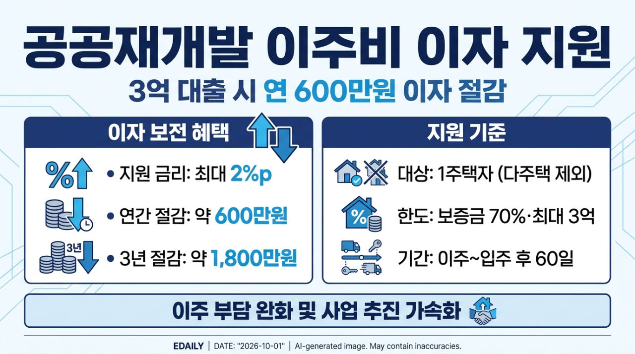 공공재개발 이주비도 이자 지원…3억원 대출시 연 600만원 절감