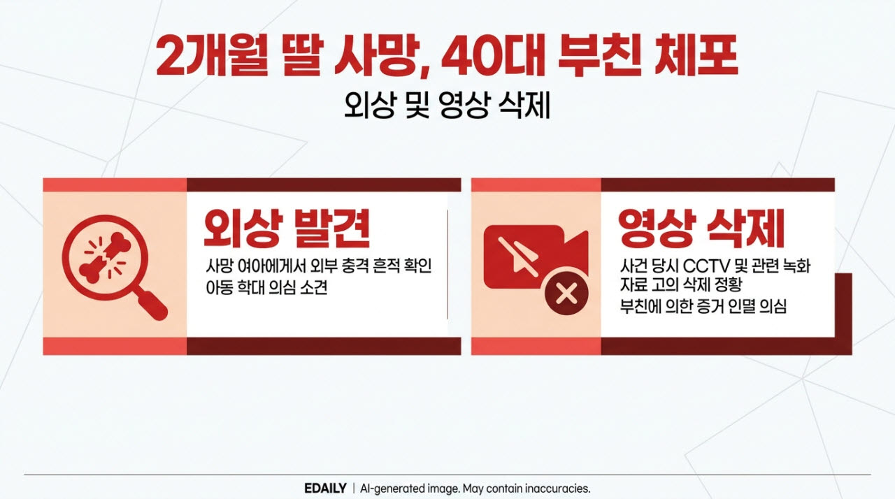 생후 2개월 여아 숨진채 발견...40대 아버지 긴급체포