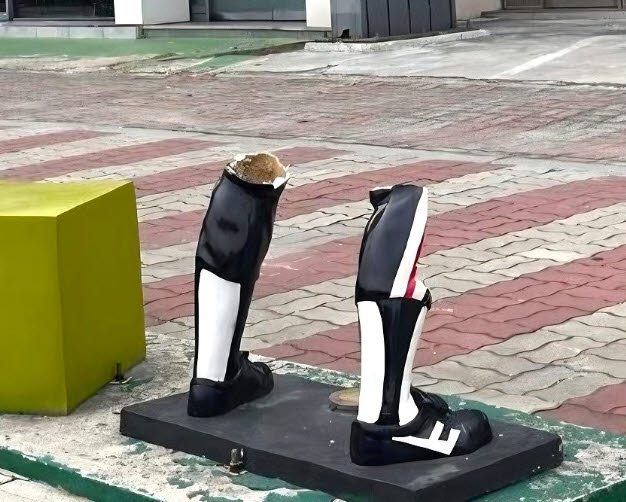 이번엔 발목만 남기고 '뚝'…또 박살난 김성한 조형물