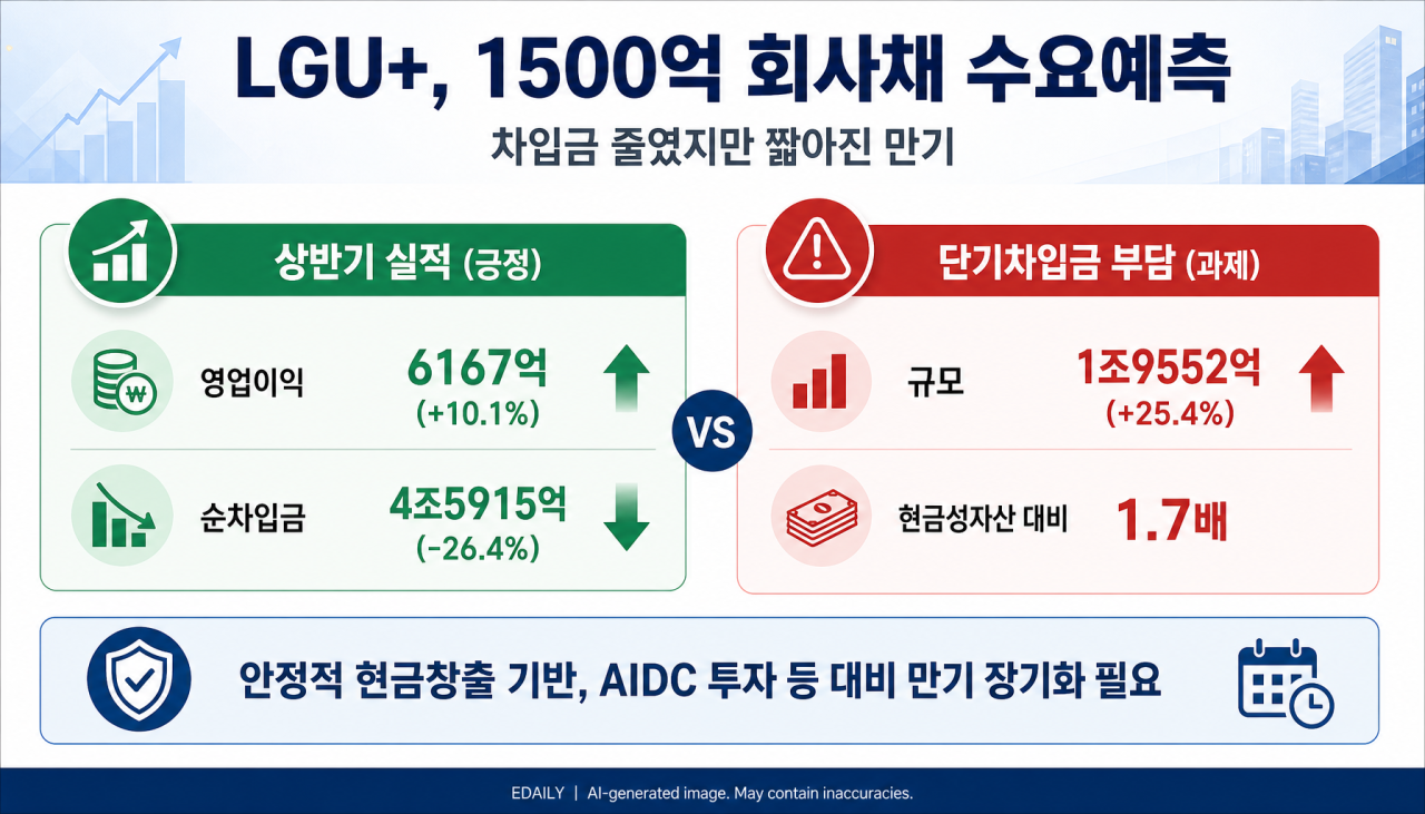 [크레딧 체크포인트]LG유플러스, 차입금 줄였지만 짧아진 만기 '과제'