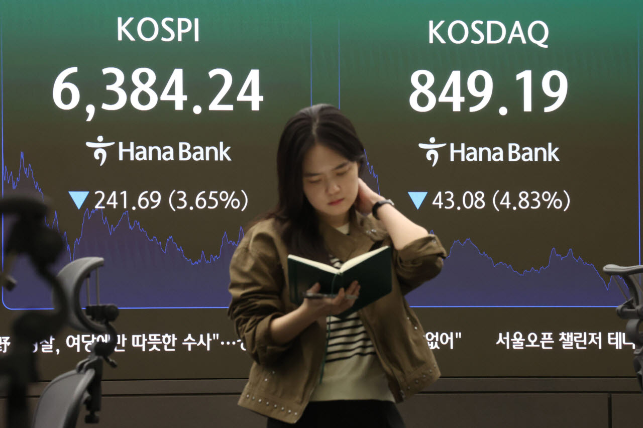 [포토]코스피-코스닥, 동반 4%대 급락