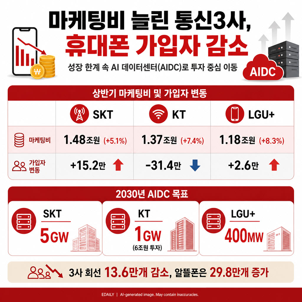 해킹에 단통법 폐지까지…통신3사 마케팅비 늘렸는데 휴대폰 가입자 13만명 줄었다