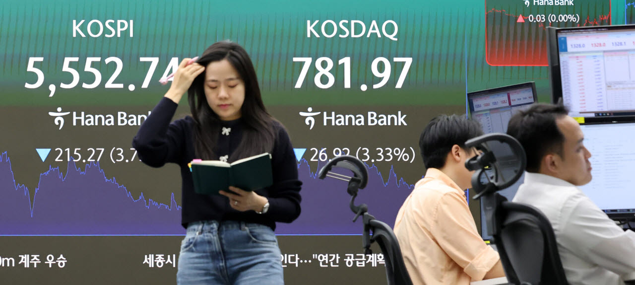 [포토]코스피 5500선 간신히 사수