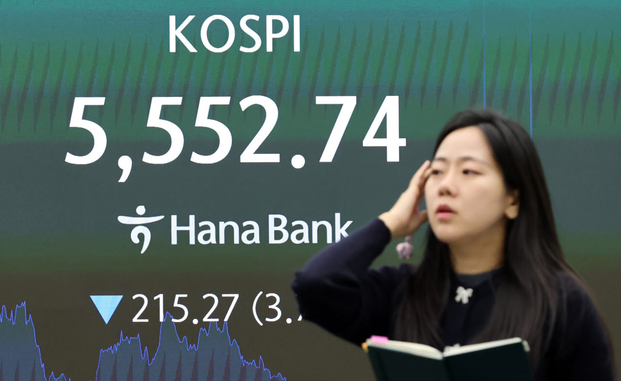 [포토]코스피 3.7% 급락...5500선 간신히 사수