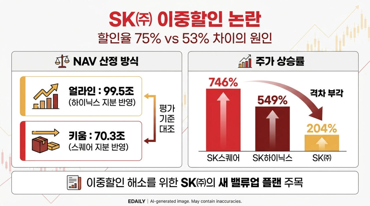 "SK 순자산 100조 시총은 25조"...할인율 75% vs 53% 차이 왜?