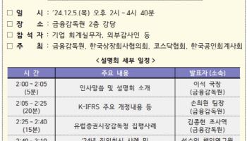 금융감독원, 내달 ‘2024년도 K-IFRS 제·개정 내용 설명회’ 개최