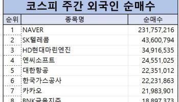 코스피 주간 외국인 순매수 1위 ‘NAVER’