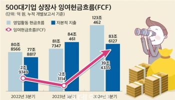 500대기업 잉여현금흐름 1년새 42조 증가…삼성전자 21조↑