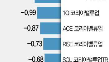 밸류업ETF 상장 한달…일제히 '밸류 다운'