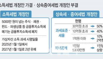 상속세 최고세율 인하 '무산'…증시 '밸류업'도 물건너가