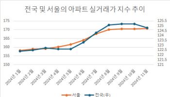 작년 11월 전국 아파트 실거래가, 7개월 만에 떨어졌다