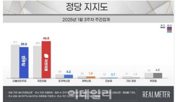 국힘 46.5%·민주 39%…與 오차 범위 밖 우세