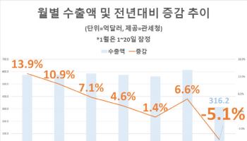 트럼프 취임과 함께 수출 꺾여…20일까지 5.1%↓(종합)