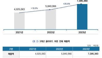 국내 클라우드 산업 매출 7兆…'AI 확산'에 1년 새 26.6% 늘어