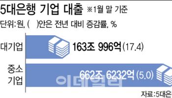 중기대출 5% 늘때 대기업 대출 17% 늘어