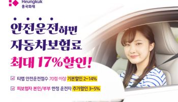 흥국화재, 안전운전점수 따라 '車보험료' 최대 17%↓