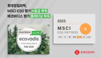 롯데정밀화학, MSCI ESG 평가 A등급 획득