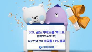 신한운용, ‘SOL 골드커버드콜 액티브’ 상장 한달만 수익률 11% 돌파