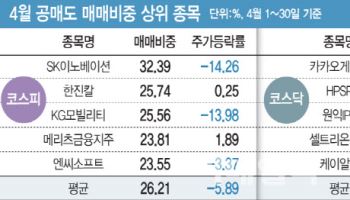 공매도 비중 상위 종목 줄줄이 하락…잔고도 증가세