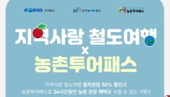 코레일, '지역사랑 철도여행×농촌투어패스' 할인상품 출시