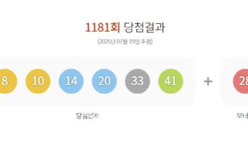 제1181회 로또 1등 ‘8, 10, 14, 20, 33, 41’…보너스 ‘28’