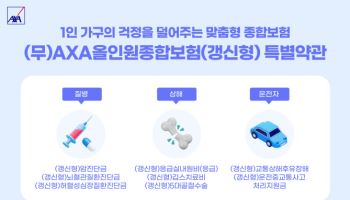 AXA손보, 1인 가구 800만…AXA올인원종합보험 맞춤 설계 가능