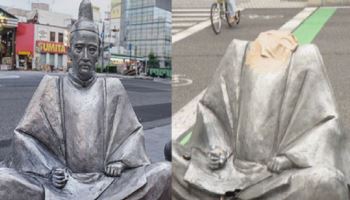 "머리는 보관 중"...일본서 도요토미 동상 목 잘린 채 발견
