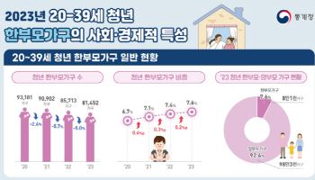 청년 한부모가구 중위소득 2733만원…양부모가구의 절반