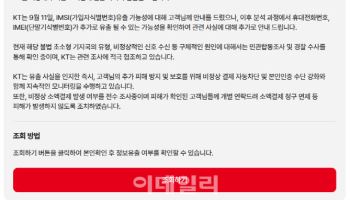 "나도 해킹됐나"KT, 개인정보 유출 여부 홈페이지 조회 제공