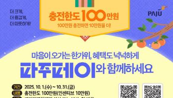 파주시, 추석 맞아 10월 파주페이 충전 한도 100만원까지